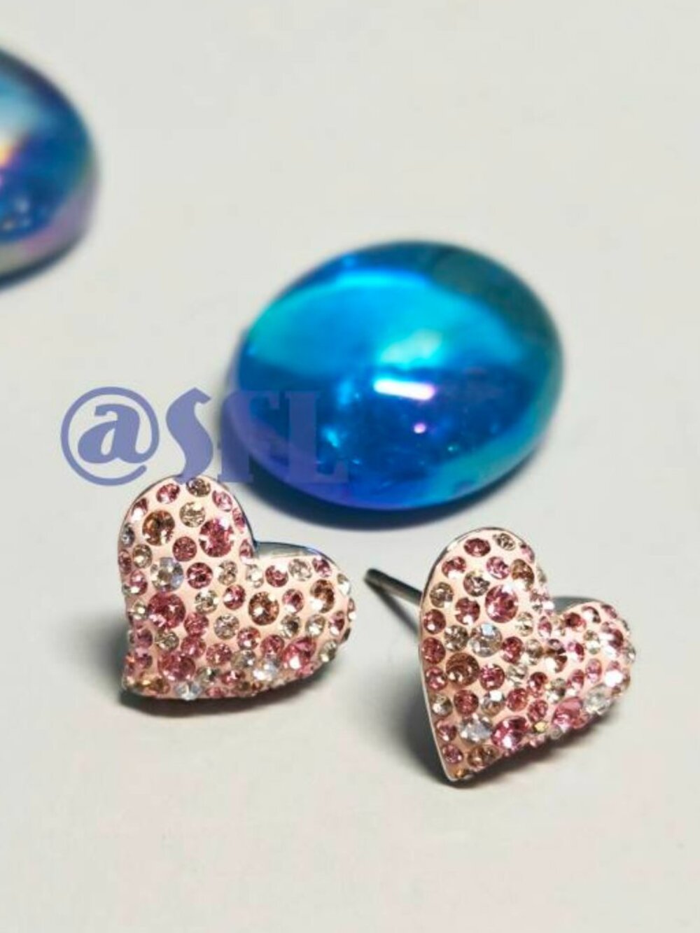 Swarovski Alana Light Rose Heart Woman's Stud Earrings Silver Tone Multi Pink Sh